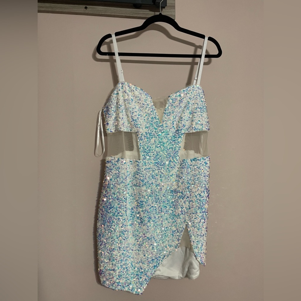 Fashionnova white sequin mini dress - 1X!